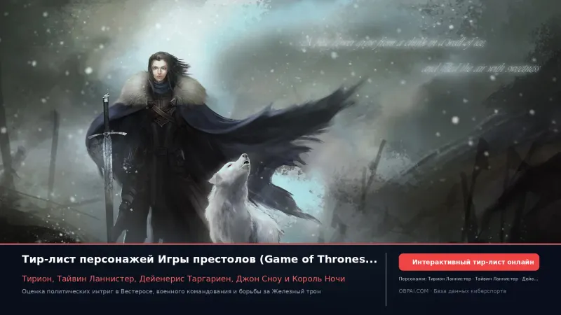Тир-лист персонажей «Игры престолов» на 2026 год