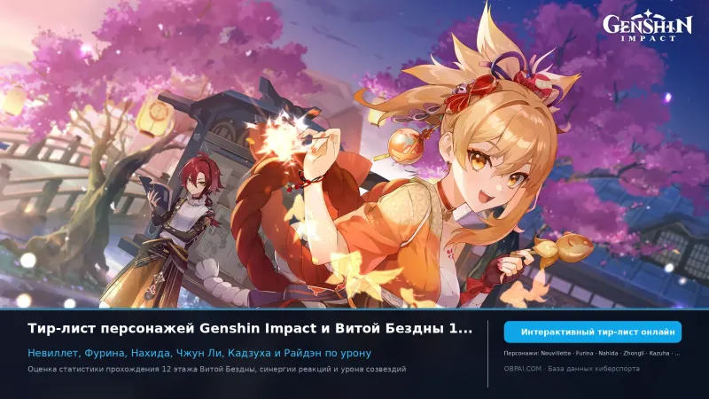 Конструктор тир-листа персонажей Genshin Impact