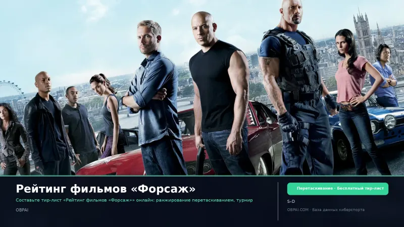 Рейтинг фильмов «Форсаж»