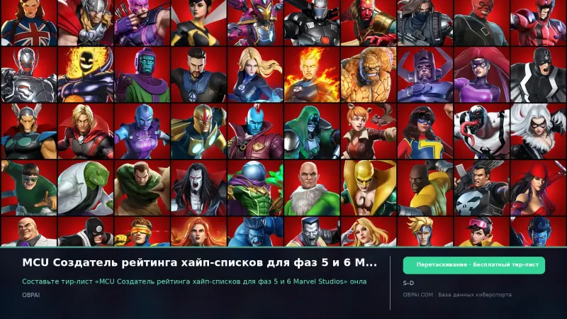 MCU Создатель рейтинга хайп-списков для фаз 5 и 6 Marvel Studios