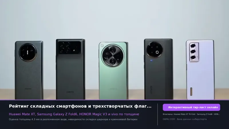 Рейтинг складных смартфонов 2026 года