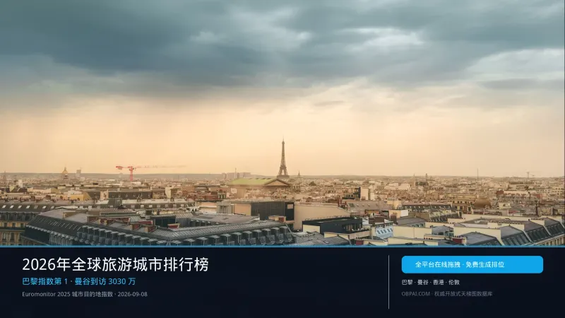 2026年全球旅游城市天梯榜
